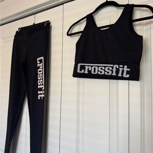Crossfit Women's Black Leggings and Crop Top Set (used)